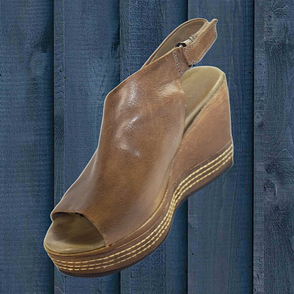 Antelope Geri Taupe Leather Platform Wedge Size 39 (US 8 -8.5) - Picture 9 of 11